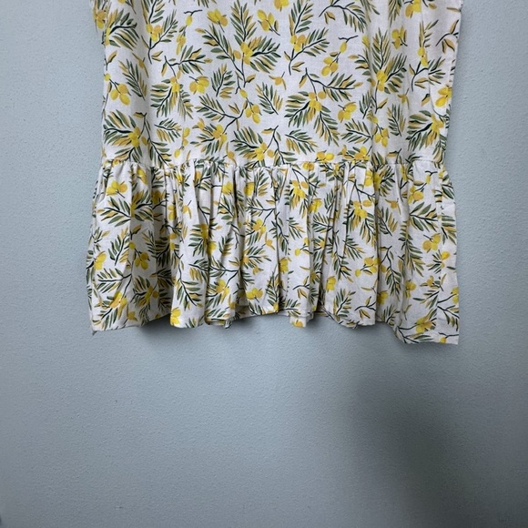 Dip Lemon Linen Blend Ruffle Peplum Tank Top Bow Detail Straps Size Medium - Picture 6 of 9